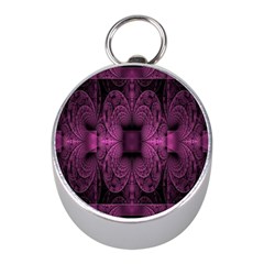 Fractal Magenta Pattern Geometry Mini Silver Compasses by Celenk