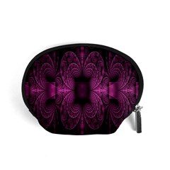 Fractal Magenta Pattern Geometry Accessory Pouches (small)  by Celenk