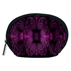 Fractal Magenta Pattern Geometry Accessory Pouches (medium)  by Celenk