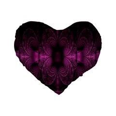 Fractal Magenta Pattern Geometry Standard 16  Premium Flano Heart Shape Cushions by Celenk