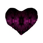 Fractal Magenta Pattern Geometry Standard 16  Premium Flano Heart Shape Cushions Back