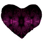 Fractal Magenta Pattern Geometry Large 19  Premium Flano Heart Shape Cushions Front