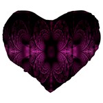 Fractal Magenta Pattern Geometry Large 19  Premium Flano Heart Shape Cushions Back