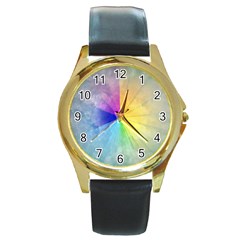 Abstract Art Modern Round Gold Metal Watch by Celenk