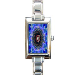 Cosmic Flower Kaleidoscope Art Rectangle Italian Charm Watch by Celenk