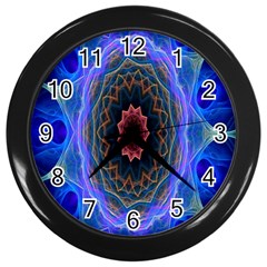 Cosmic Flower Kaleidoscope Art Wall Clocks (black) by Celenk