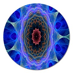 Cosmic Flower Kaleidoscope Art Magnet 5  (round) by Celenk