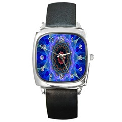 Cosmic Flower Kaleidoscope Art Square Metal Watch by Celenk