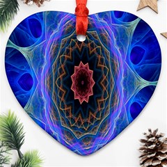 Cosmic Flower Kaleidoscope Art Heart Ornament (two Sides) by Celenk