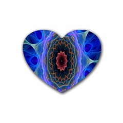 Cosmic Flower Kaleidoscope Art Heart Coaster (4 Pack)  by Celenk