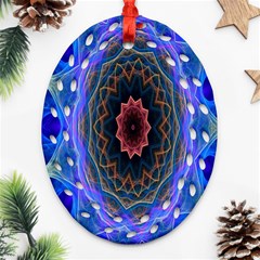 Cosmic Flower Kaleidoscope Art Ornament (oval Filigree) by Celenk