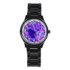 Fractal Fantasy Creative Futuristic Stainless Steel Round Watch by Celenk