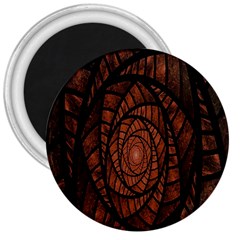 Fractal Red Brown Glass Fantasy 3  Magnets by Celenk