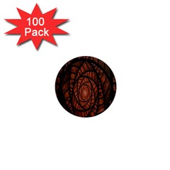 Fractal Red Brown Glass Fantasy 1  Mini Magnets (100 Pack)  by Celenk