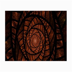 Fractal Red Brown Glass Fantasy Small Glasses Cloth (2-side) by Celenk