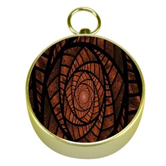 Fractal Red Brown Glass Fantasy Gold Compasses by Celenk