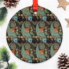 Pattern Background Fish Wallpaper Ornament (round) by Celenk