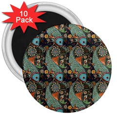 Pattern Background Fish Wallpaper 3  Magnets (10 Pack)  by Celenk