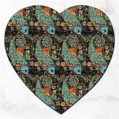 Pattern Background Fish Wallpaper Jigsaw Puzzle (heart) by Celenk