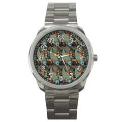 Pattern Background Fish Wallpaper Sport Metal Watch by Celenk