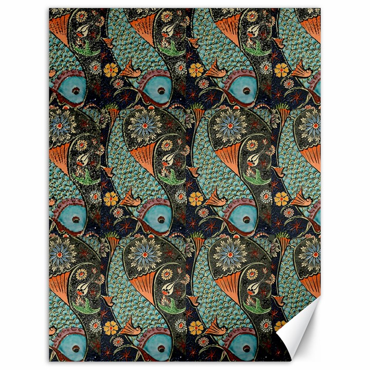 Pattern Background Fish Wallpaper Canvas 18  x 24  