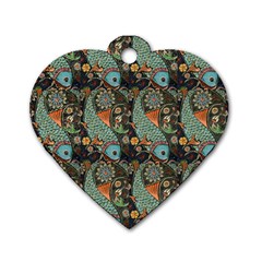 Pattern Background Fish Wallpaper Dog Tag Heart (two Sides) by Celenk