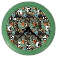 Pattern Background Fish Wallpaper Color Wall Clocks by Celenk