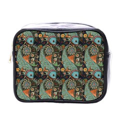 Pattern Background Fish Wallpaper Mini Toiletries Bags by Celenk