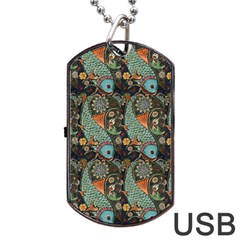 Pattern Background Fish Wallpaper Dog Tag Usb Flash (two Sides) by Celenk