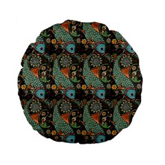 Pattern Background Fish Wallpaper Standard 15  Premium Flano Round Cushions by Celenk