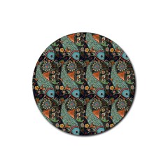 Pattern Background Fish Wallpaper Rubber Round Coaster (4 Pack)  by Celenk