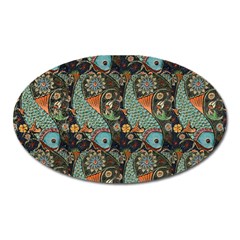 Pattern Background Fish Wallpaper Oval Magnet by Celenk