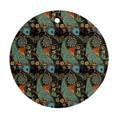 Pattern Background Fish Wallpaper Round Ornament (two Sides) by Celenk