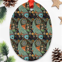 Pattern Background Fish Wallpaper Oval Ornament (two Sides) by Celenk