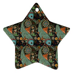 Pattern Background Fish Wallpaper Star Ornament (two Sides) by Celenk