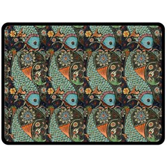 Pattern Background Fish Wallpaper Double Sided Fleece Blanket (large)  by Celenk