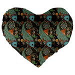 Pattern Background Fish Wallpaper Large 19  Premium Flano Heart Shape Cushions Front