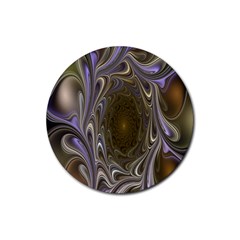 Fractal Waves Whirls Modern Rubber Round Coaster (4 Pack)  by Celenk