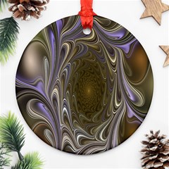 Fractal Waves Whirls Modern Round Ornament (two Sides) by Celenk