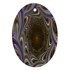 Fractal Waves Whirls Modern Oval Ornament (two Sides) by Celenk