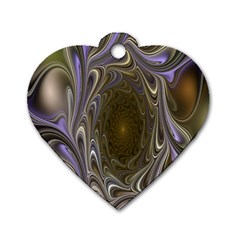 Fractal Waves Whirls Modern Dog Tag Heart (two Sides) by Celenk