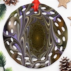 Fractal Waves Whirls Modern Round Filigree Ornament (two Sides) by Celenk