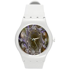 Fractal Waves Whirls Modern Round Plastic Sport Watch (m) by Celenk