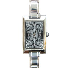 Fractal Blue Lace Texture Pattern Rectangle Italian Charm Watch by Celenk