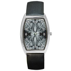 Fractal Blue Lace Texture Pattern Barrel Style Metal Watch by Celenk