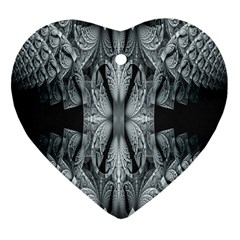 Fractal Blue Lace Texture Pattern Heart Ornament (two Sides) by Celenk