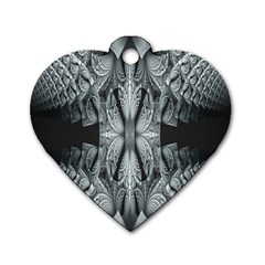 Fractal Blue Lace Texture Pattern Dog Tag Heart (two Sides) by Celenk