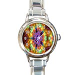 Kaleidoscope Pattern Ornament Round Italian Charm Watch Front