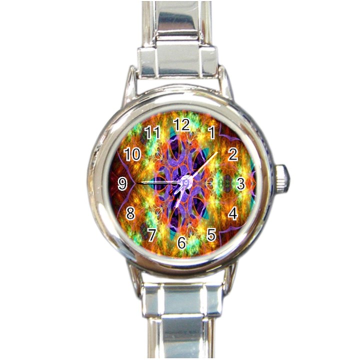 Kaleidoscope Pattern Ornament Round Italian Charm Watch