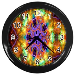 Kaleidoscope Pattern Ornament Wall Clocks (black) by Celenk